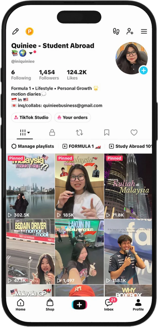 TikTok profile @iniquiniee on a phone